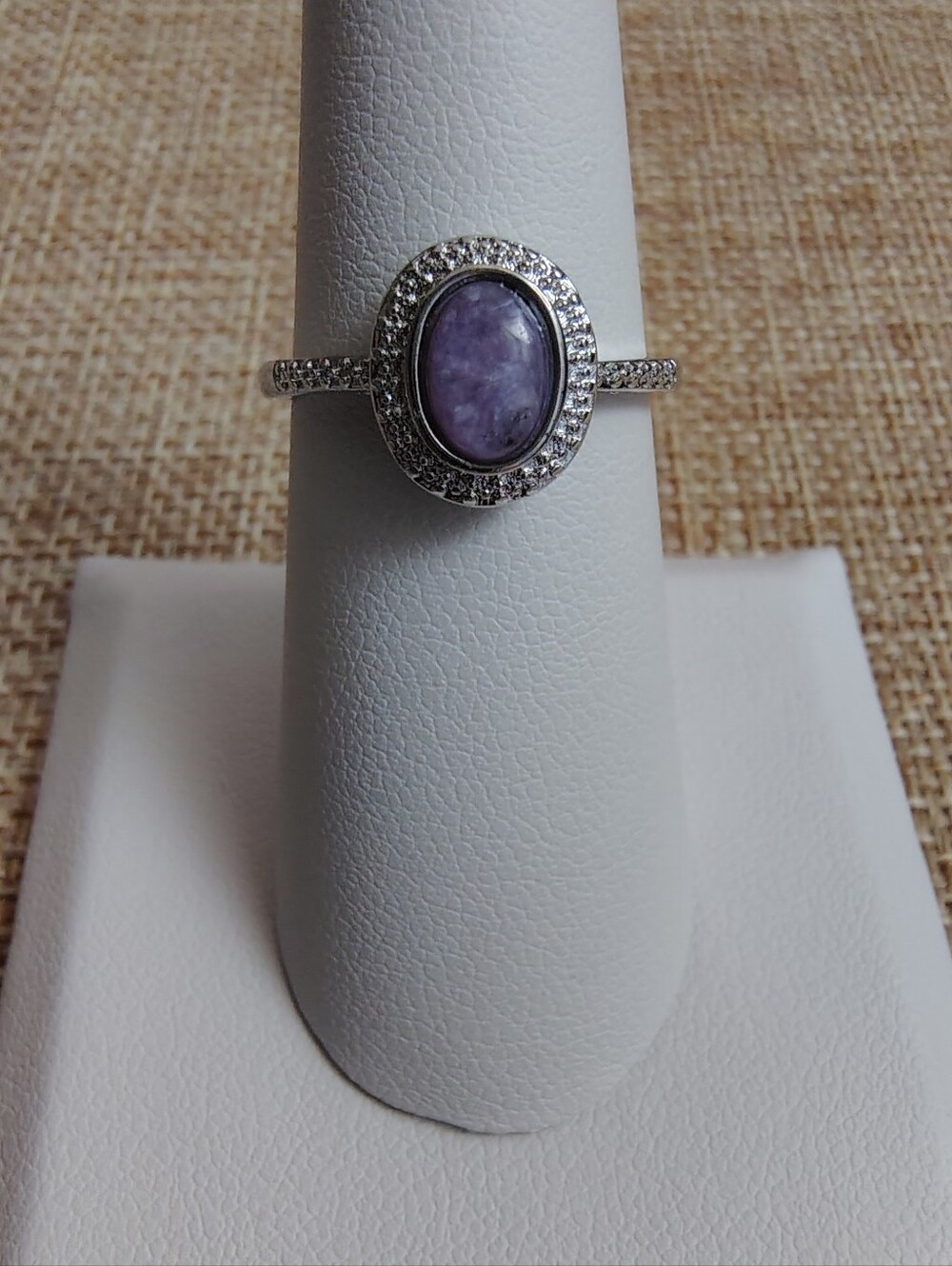 Halo Charoite Adjustable Ring